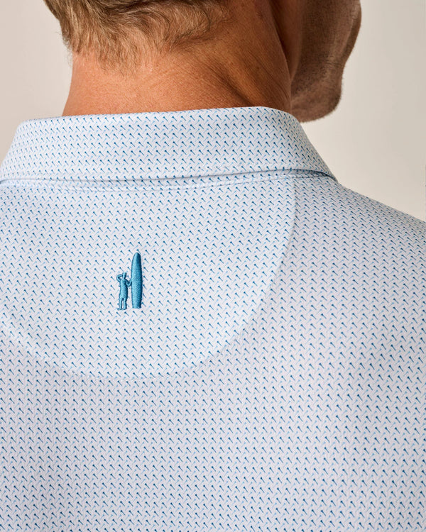 Johnnie-O Performance Jersey Polo - Tee Time Print Barrels Blue