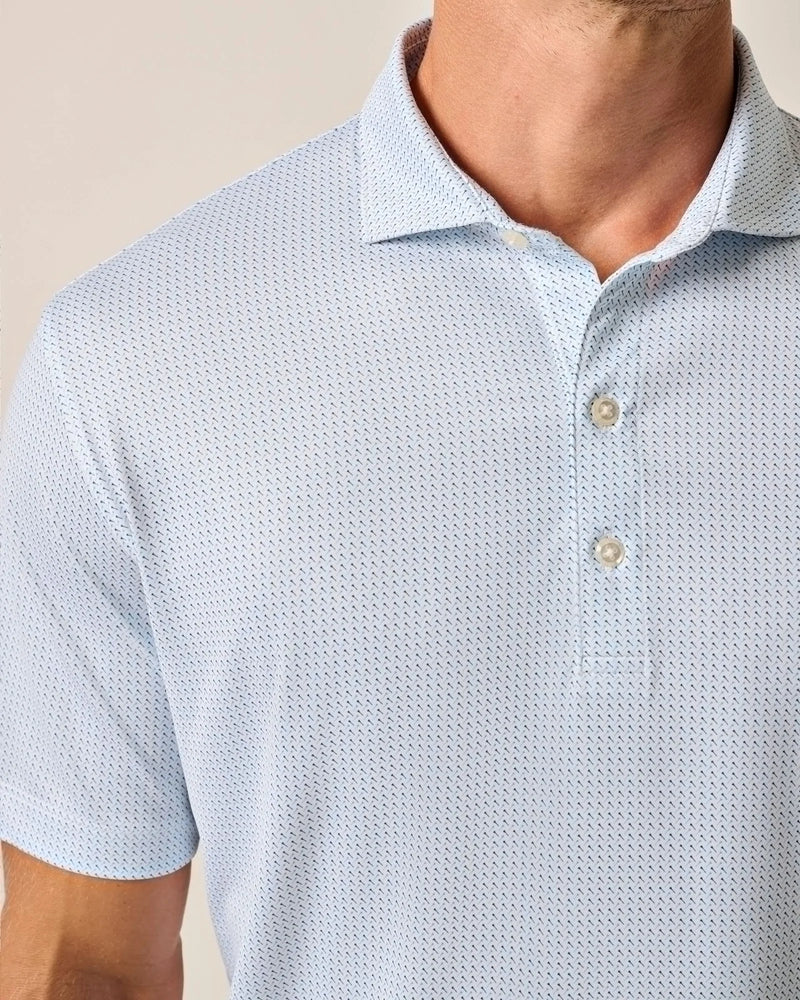 Johnnie-O Performance Jersey Polo - Tee Time Print Barrels Blue