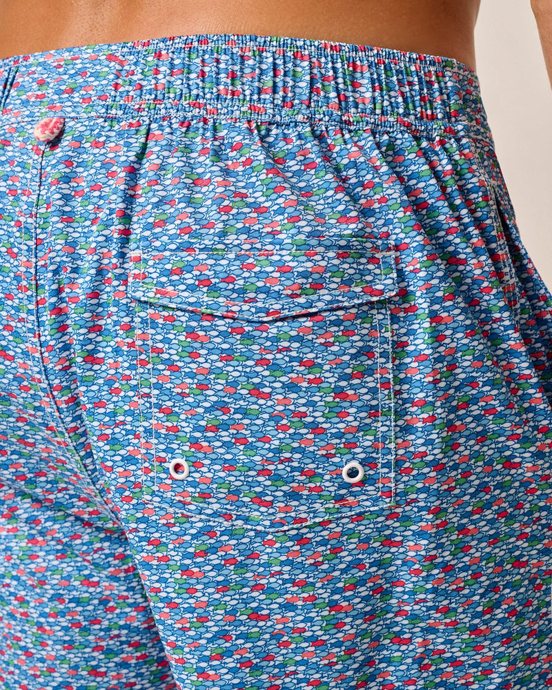 Johnnie-O The Half Elastic 7" Surf Shorts - Red Fin Blue Fin Majorca
