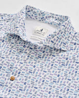 Johnnie-O Printed Mesh Short Sleeve Button Up Shirt - Roadtrip Printed Knit White