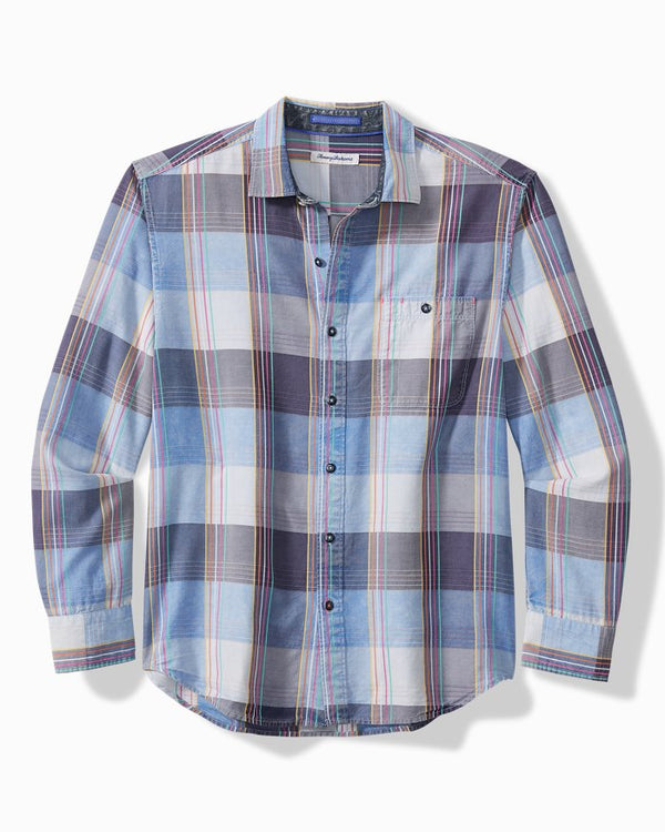 Tommy Bahama Mood Indio Plaid Long-Sleeve Shirt in Deep Space