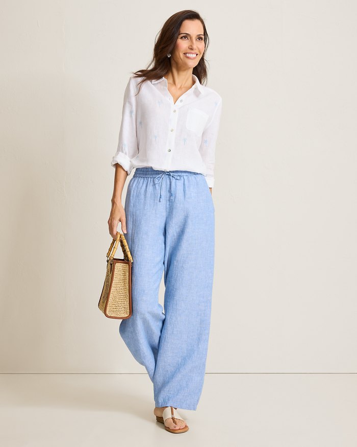 Tommy Bahama Two Palms High-Rise Easy Linen Pants Buccaneer Blue