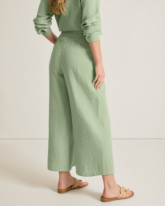 Tommy Bahama Island Gauze High-Rise Cropped Wide-Leg Pants Iceberg Green