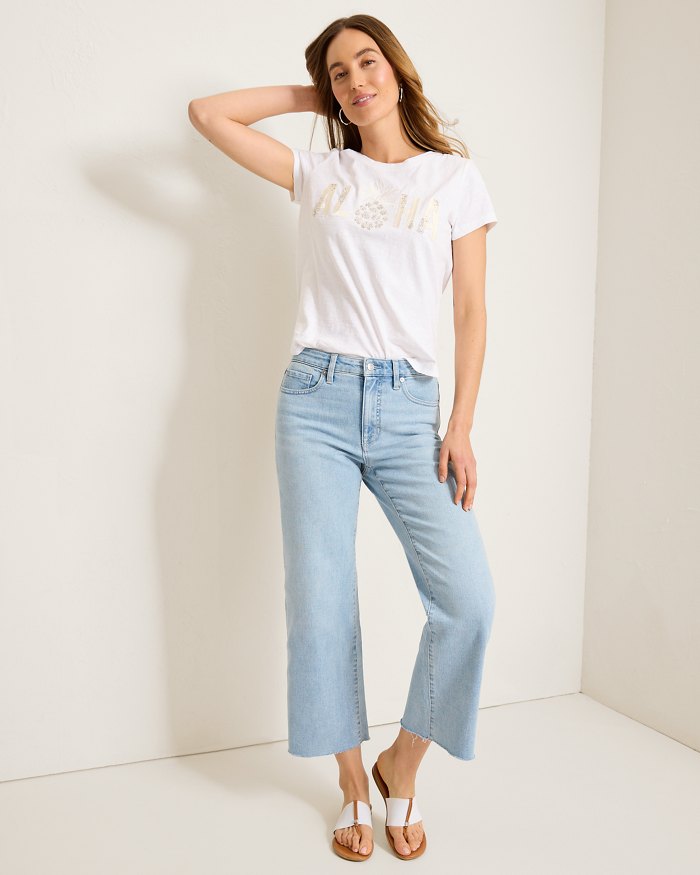 Tommy Bahama High-Rise Cropped Wide Leg Jeans Crystal Coast