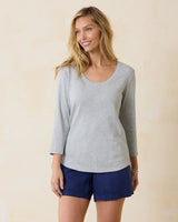 Tommy Bahama Ashby Isles Rib ¾-Sleeve T-Shirt Summer Grey Heather