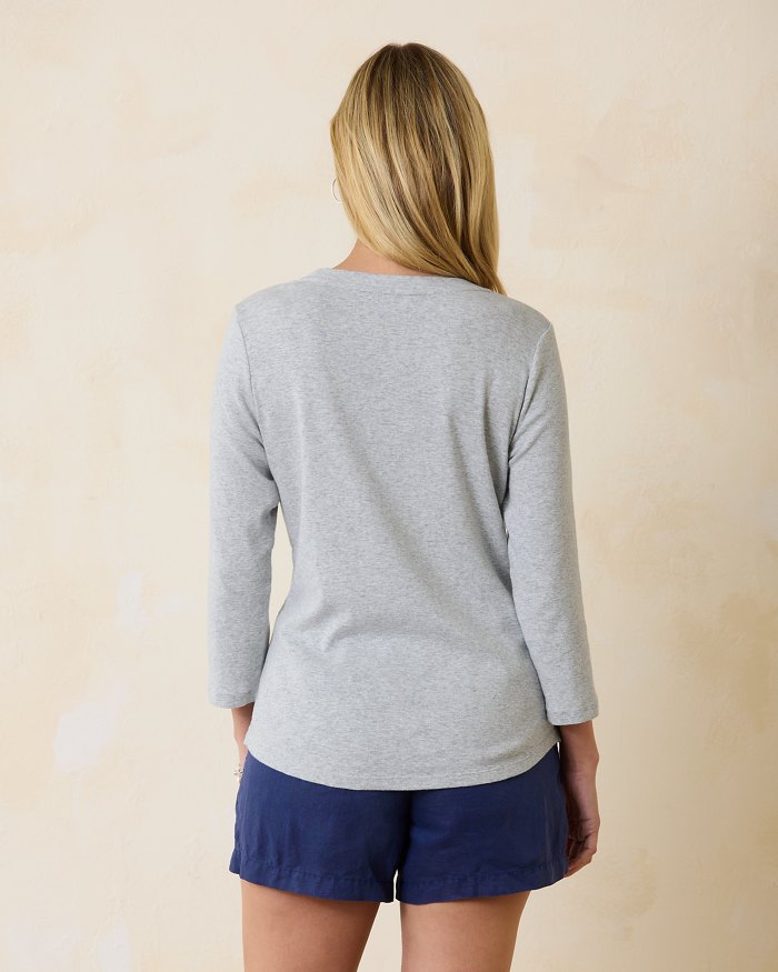 Tommy Bahama Ashby Isles Rib ¾-Sleeve T-Shirt Summer Grey Heather