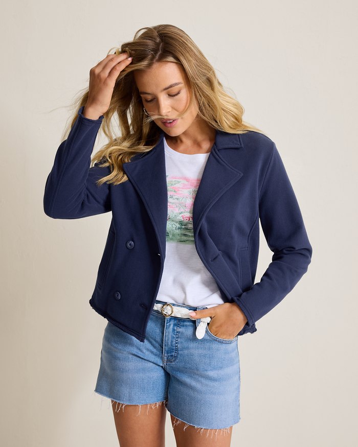 Tommy Bahama Marina Del Mar Cropped Peacoat Coastline