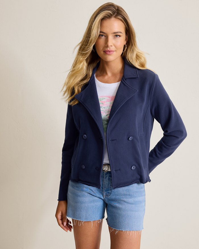 Tommy Bahama Marina Del Mar Cropped Peacoat Coastline