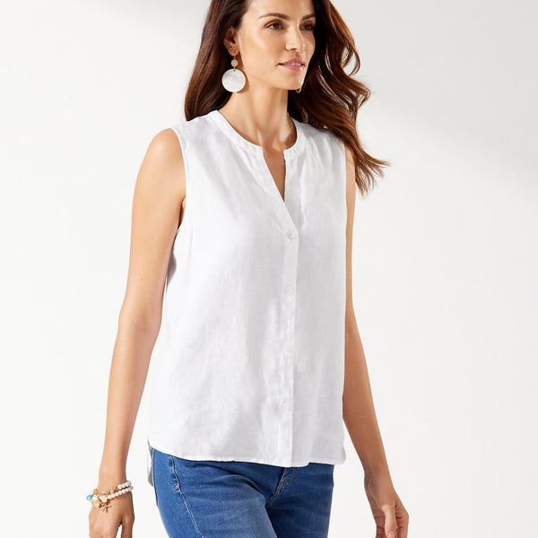 (取寄) トミーバハマ レディース コースタリーナ V-ネック タイ タンク  Bahama women Coastalina V-neck Tie Tank White Tommy Bahama Women's Coastalina V-Neck Tie Linen Tank Top in