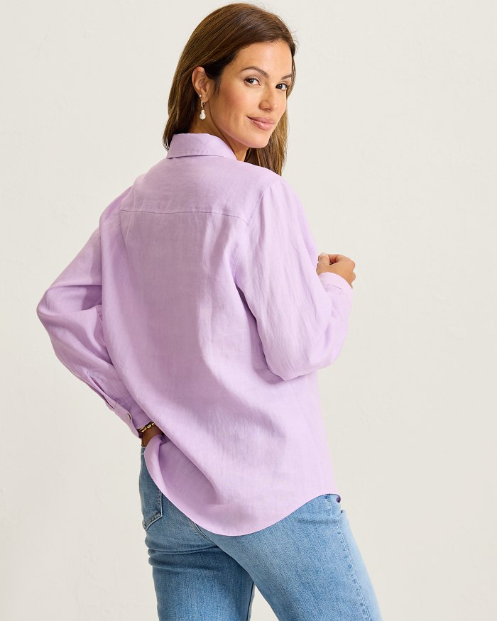 Tommy Bahama Costalina Linen Relaxed Top Sleepy Violet