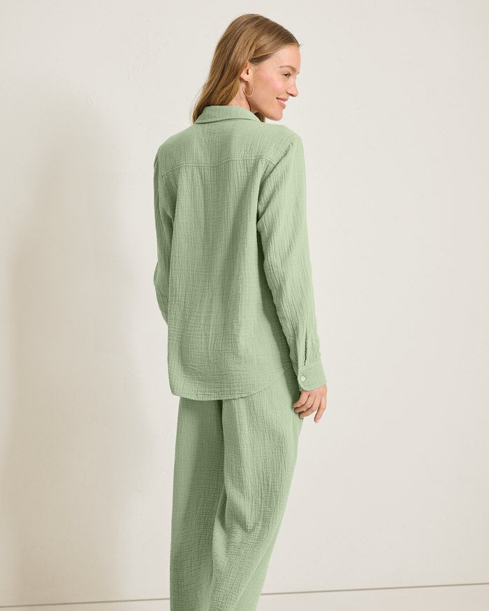 Tommy Bahama Island Gauze Long Sleeve Shirt Iceberg Green