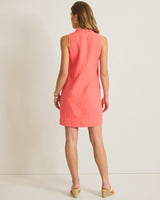 Tommy Bahama Two Palms Double-Ruffle Linen Dress Melon Berry