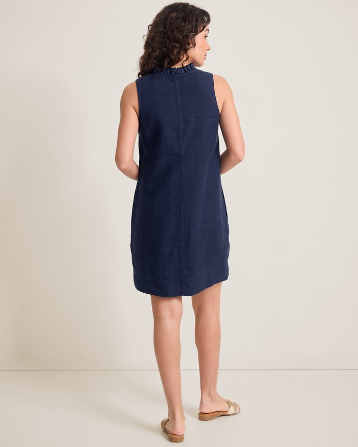 Tommy Bahama Women's Two Palms Double-Ruffle Linen Dress - Coastline - Size L Tommy Bahama Women's Two Palms Double-Ruffle Linen Dress - Coastline - Size L