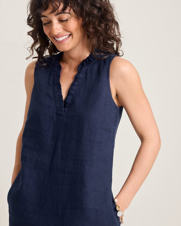 Tommy Bahama Two Palms Double-Ruffle Linen Dress Coastline
