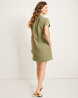 Tommy Bahama Two Palms Short-Sleeve Linen Dress Dark Fern