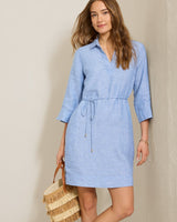 Tommy Bahama Two Palms 3/4 Sleeve Linen Dress Buccaneer Blue
