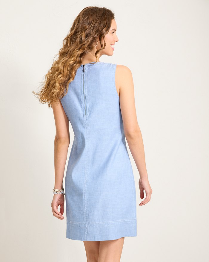 Tommy Bahama Palm-A-Dora Split-Neck Sheath Dress Buccaneer Blue