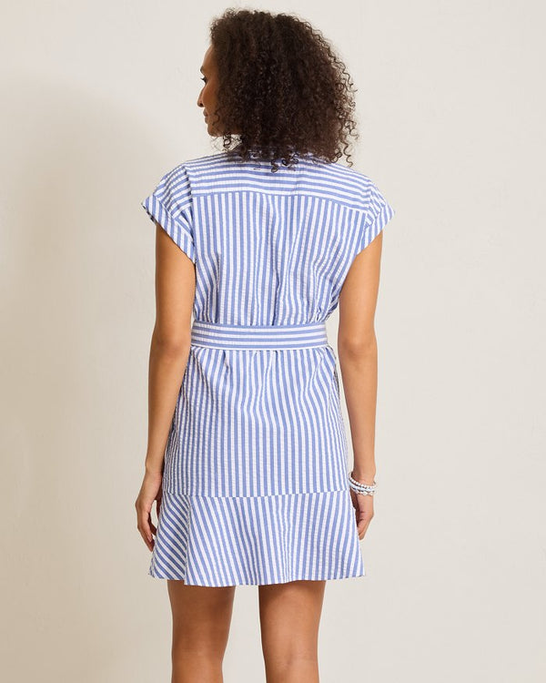 Tommy Bahama Nova Wave Frond Harbor Shirt Dress Cobalt Haze