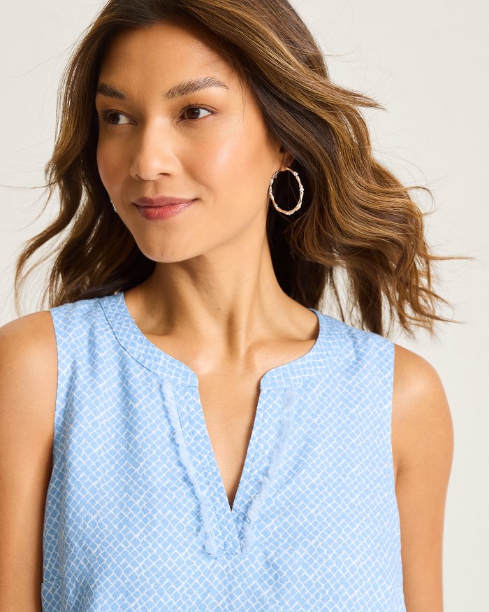 Tommy Bahama Two Palms Bay Breeze Linen Shift Dress Chambray Blue