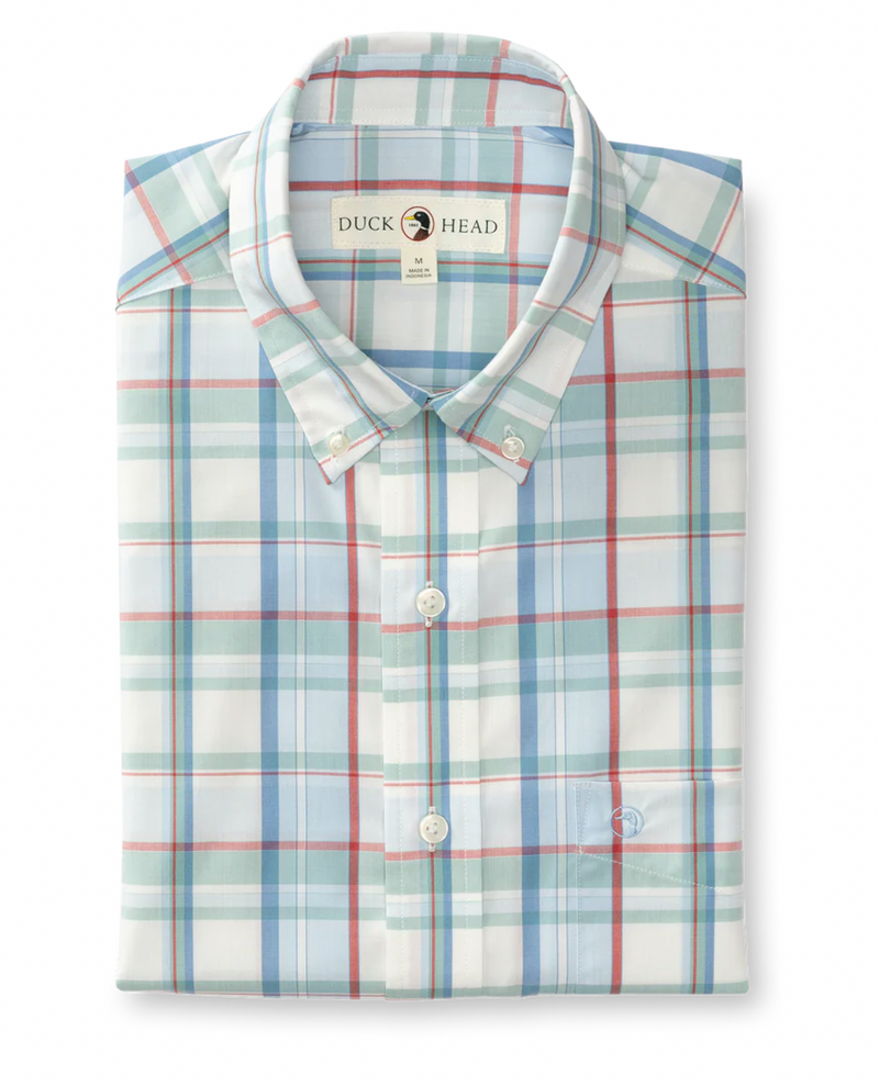 duck head dress shirts Duck Head Men's Joiner Plaid Performance Poplin Sport Shirt M / Coral