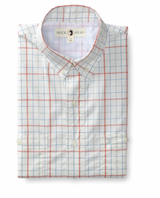 Duck Head Performance Poplin Guide Shirt Crawford Plaid in Faded Red