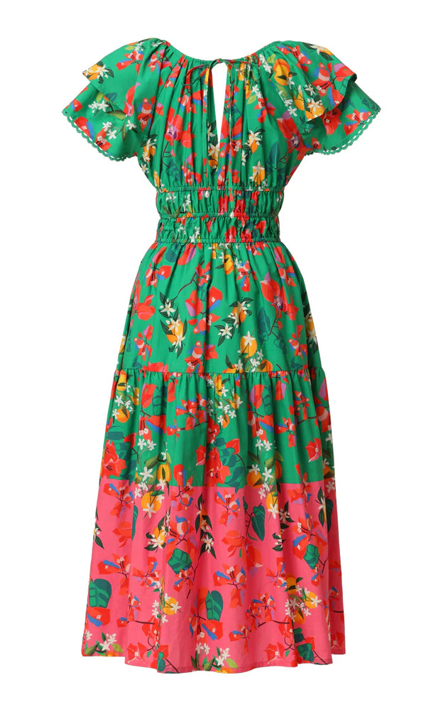 Emily Lovelock Valentina Print Dress Green