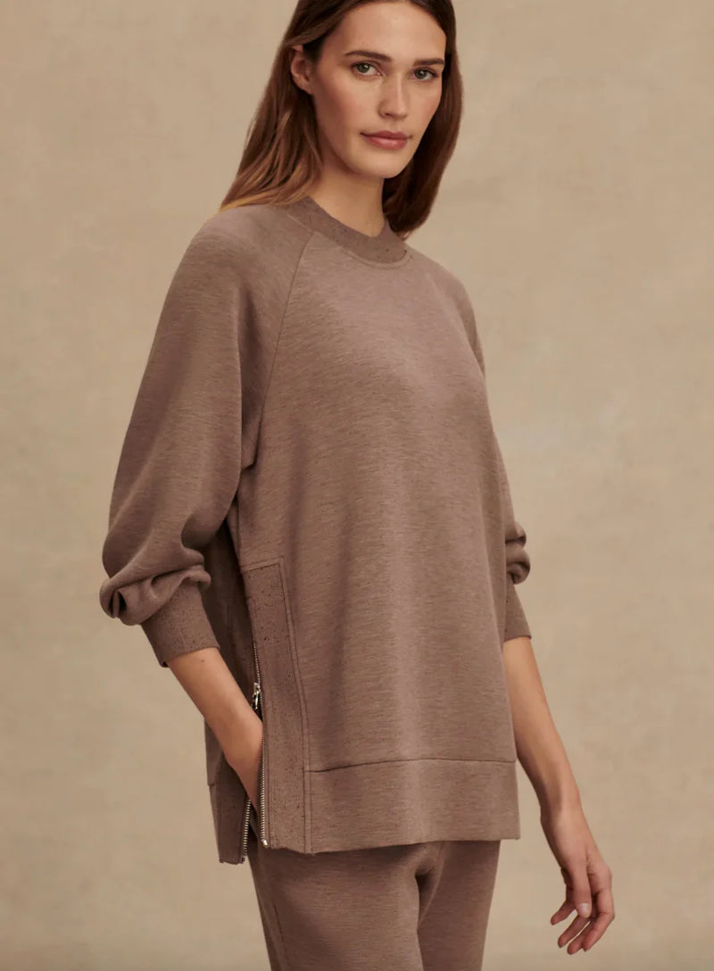 Varley Nicole Boyfriend Sweatshirt Deep Taupe Marl Fleck