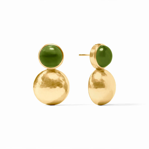 Julie Vos Solara Midi Earring Gold Iridescent Palmetto Green