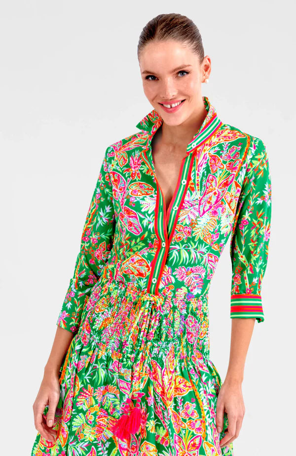 Gretchen Scott Boyfriend Shirt - Vintage Vine Kelly