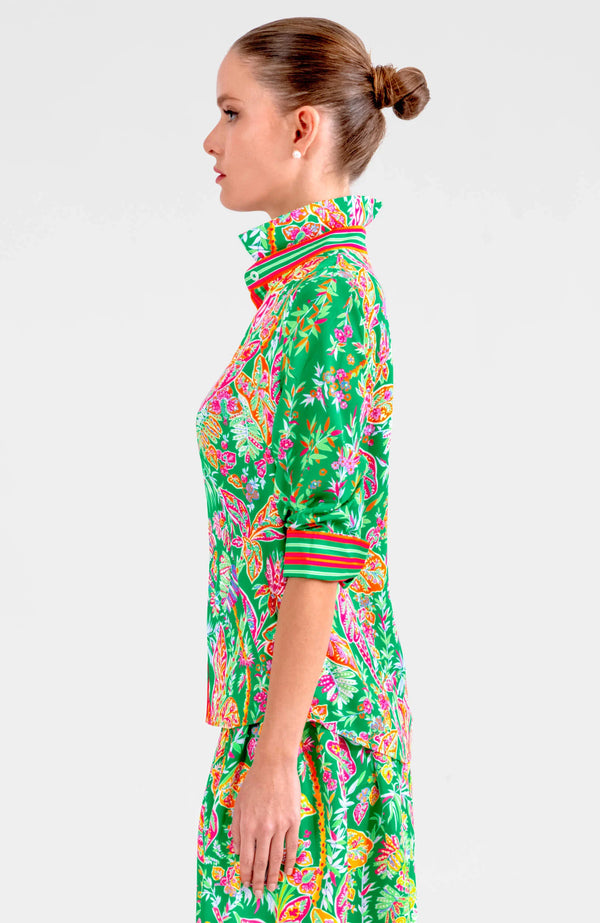Gretchen Scott Boyfriend Shirt - Vintage Vine Kelly