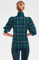 Gretchen Scott Puff Sleeve Top - Plaidly Cooper Green Multi