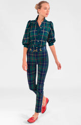 Gretchen Scott Puff Sleeve Top - Plaidly Cooper Green Multi