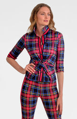 Grechen Scott Twist & Shout Top - Stewart Plaid Black Multi