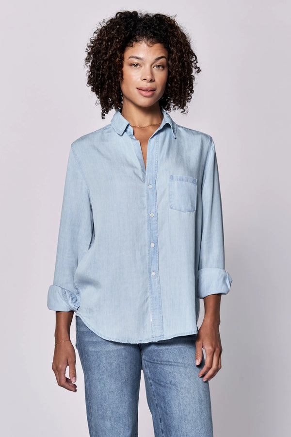 Dear John Galina Button Down Long Sleeve Shirt Carolina Blue
