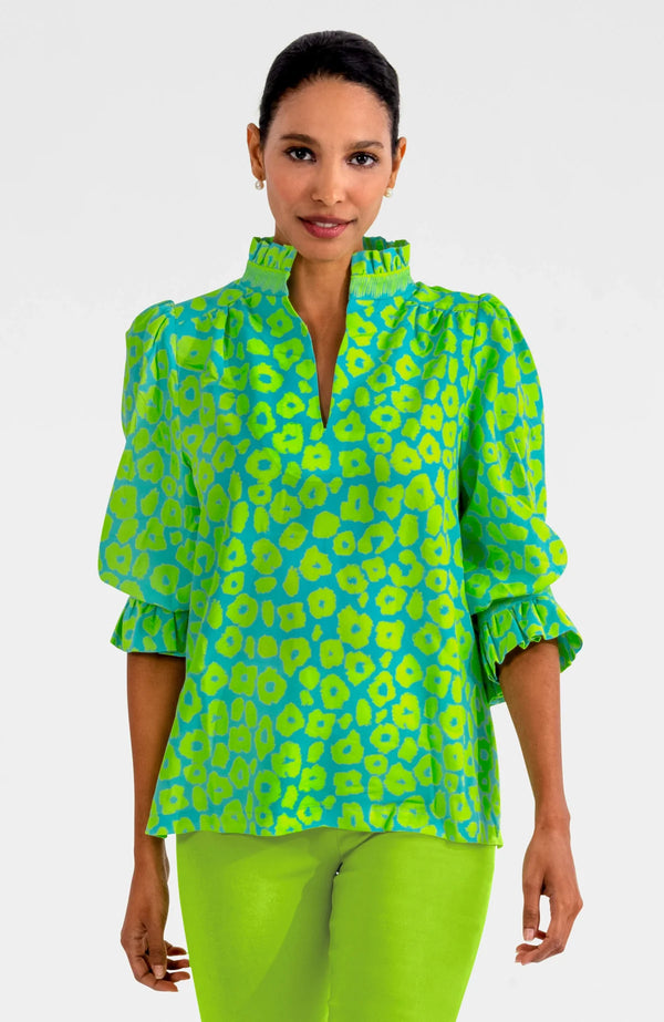 Gretchen Scott Ruffneck Tunic Me Jane Turq/Lime