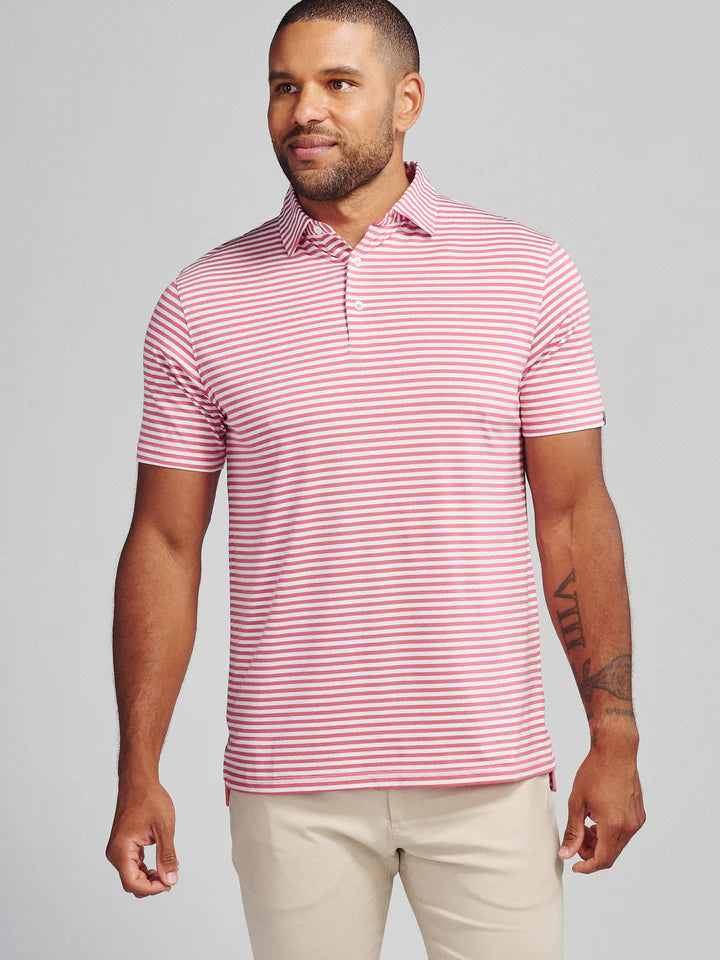 Tasc Cloud Polo - Air Stripe Punch/White