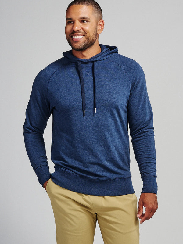 Tasc Varsity French Terry Hoodie in Classic Navy Heather