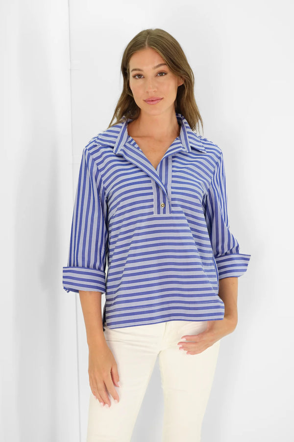 Duffield Toni Top Navy Quad Stripe