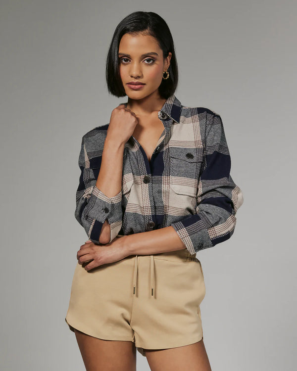 7Diamonds Generation Plaid Shacket Navy