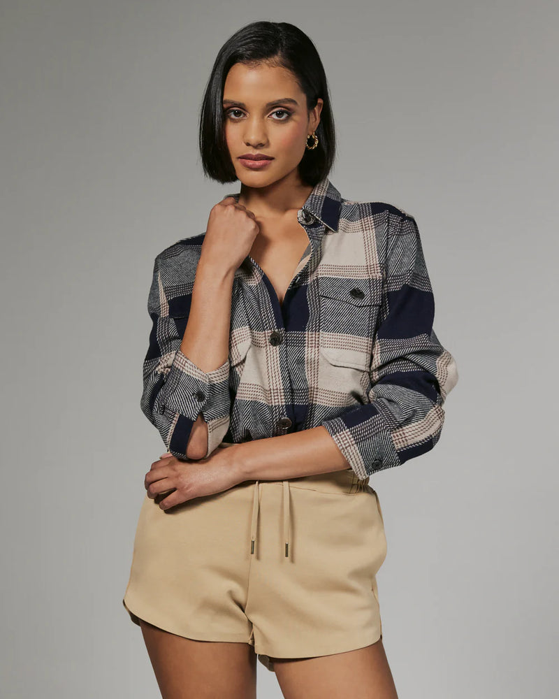 7Diamonds Generation Plaid Shacket Navy