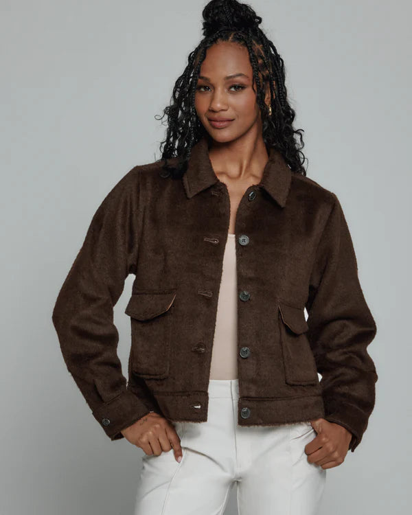 7Diamonds Harlow Brushed Overshirt Chocolate