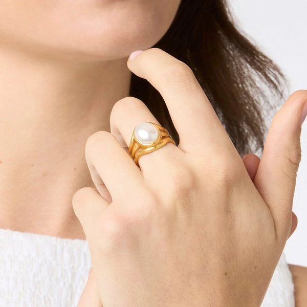 Julie Vos Wave Stone Ring - Pearl