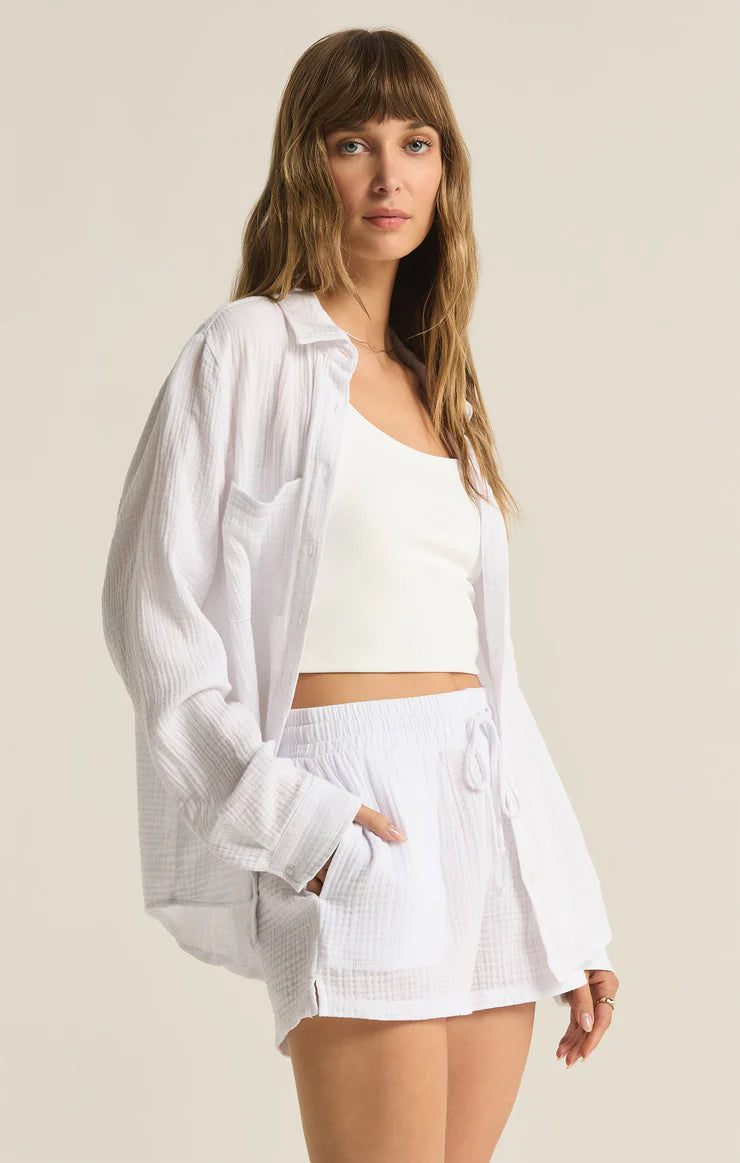 Z Supply Kaili Button Up Gauze Top White