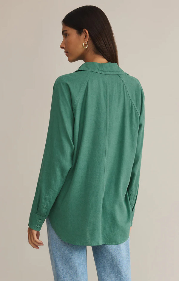 Z Supply Perfect Linen Top Botanical Green