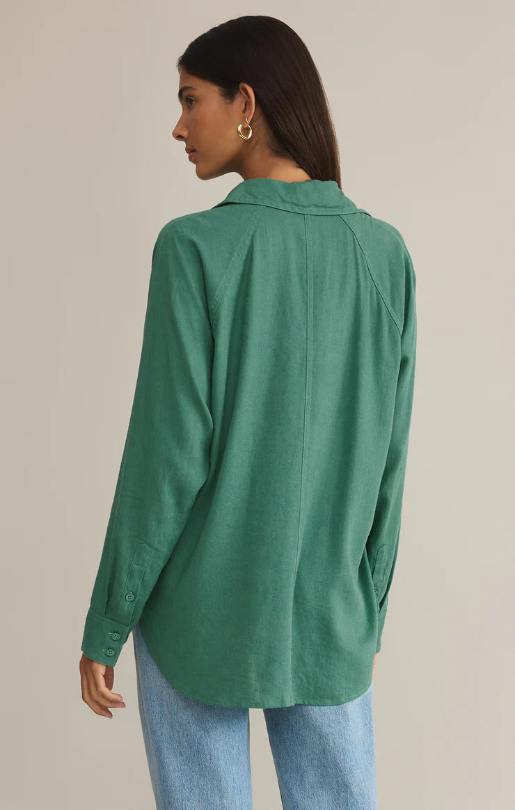 Z Supply Perfect Linen Top Botanical Green