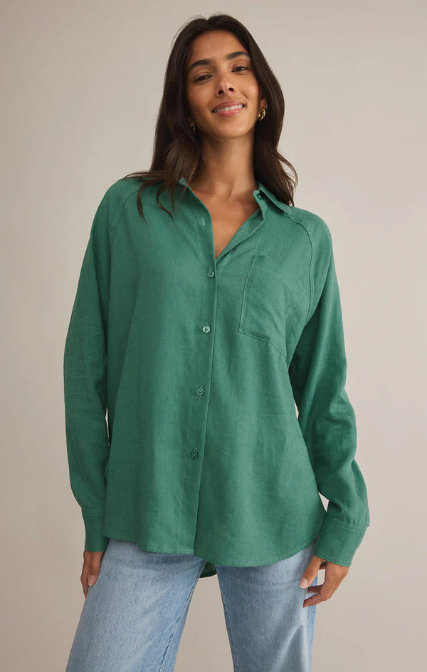 Z Supply Perfect Linen Top Botanical Green