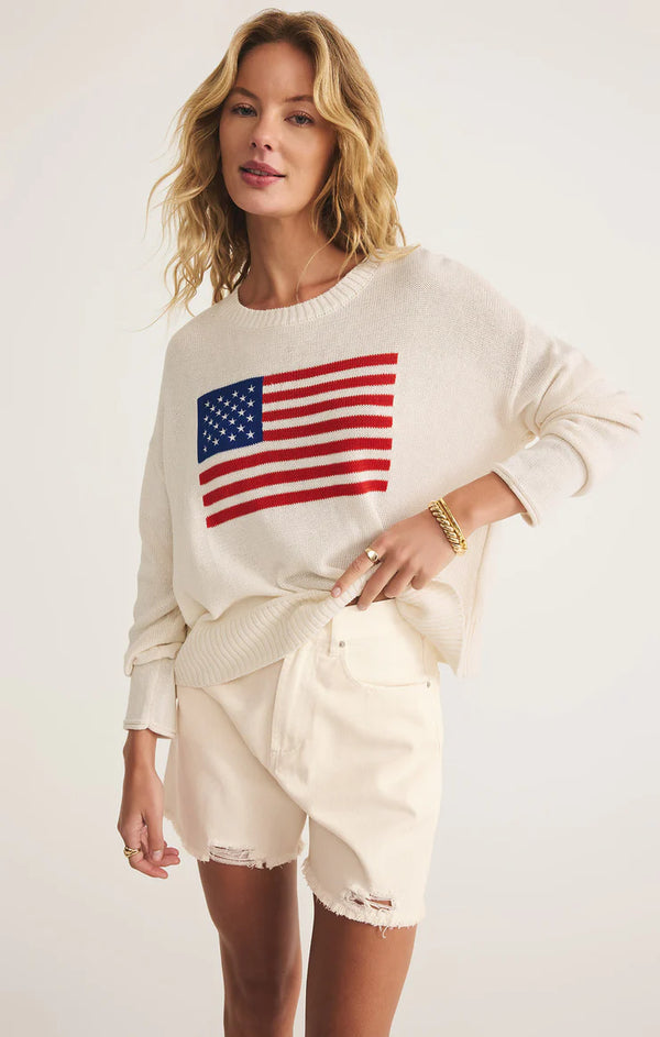 Z Supply Sienna Flag Sweater Sea Salt
