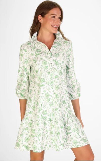 Duffield Lane Adara Dress Green Botanical Toile
