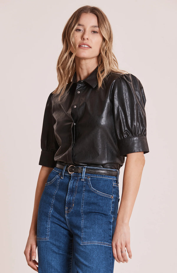 Tyler Boe Alice Vegan Leather Shirt Black