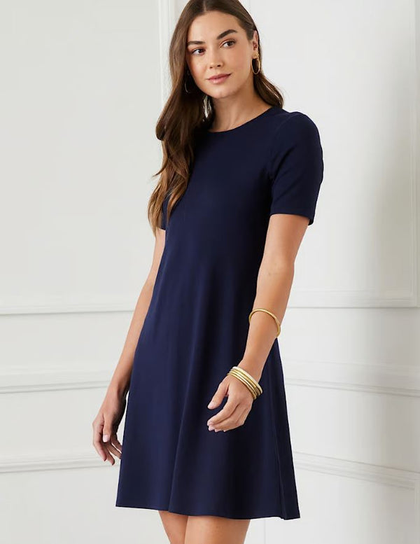 Karen Kane Women's Short Sleeve A-Line Dress - Navy